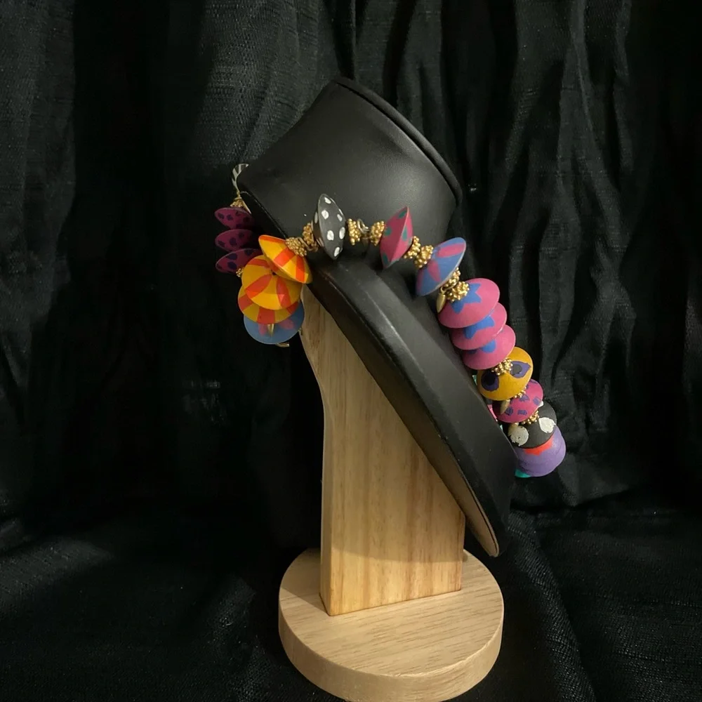 Vintage Vibrant Painted Wooden Beaded Necklace